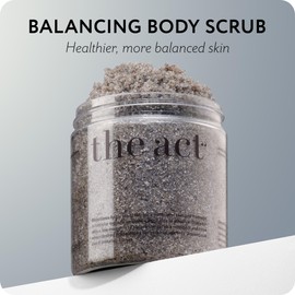 THE ACT Exfoliating Balancing Body Scrub with Black Cumin Oil - Sea Salt Formula for Smooth & Radiant Skin - Home Spa Care, Gift for Women Men, Vegan, Organic 10.58 Oz