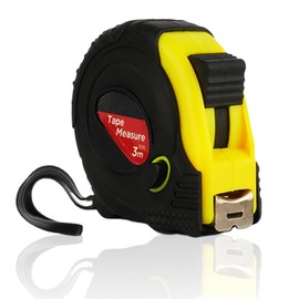 3 Metre Retractable Tape Measure with Dual Break Button Design, Tape Lock, Rubberised Grip and Protective Shell, Inches & Centimetres, Ideal for DIY Projects (3 metres)