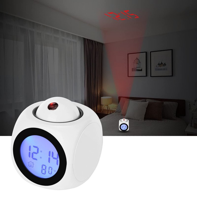 With Voice Talking LED Time Temperature for Bedroom，Projection Alarm Clock