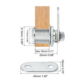 PATIKIL Cabinet Cam Lock with Key, 1"(25mm) Keyed Different Cam Lock Cylinder Zinc Alloy Chrome Drawer Locks Tubular Cam Removable Key for Drawer Cabinet Secure