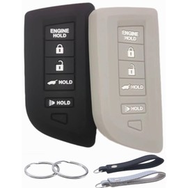 REPROTECTING Silicone Rubber Key Fob Cover Compatible with 2022 2023 Acura RDX Mdx Integra (Black Grey, 5 Buttons)