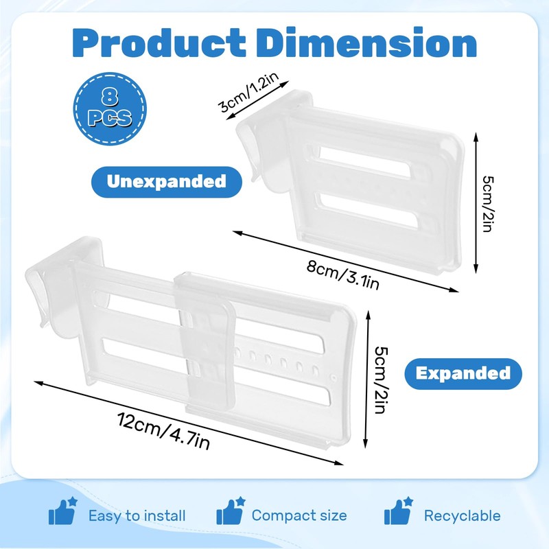 ASTIMESA Adjustable Clear Fridge Divider Set, Retractable Fridge Door Organizer