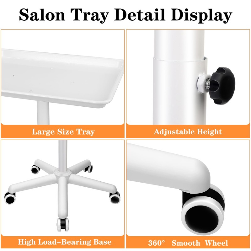 Salon Tray, Salon Rolling Tray with Adjustable Height, Salon Tray