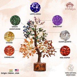 VIVIRAA 7 Chakra Tree of Life - Healing Crystals and Gemstone | Handcrafted Tree for Spiritual Balance, Positivity, Good Luck, Money & Prosperity | Gift for Office collegues, Friendship, Housewarming