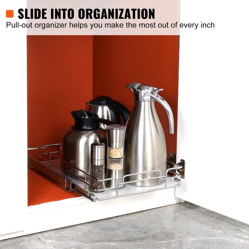 Happybuy 11" W x 21" D Pull Out Cabinet Organizer