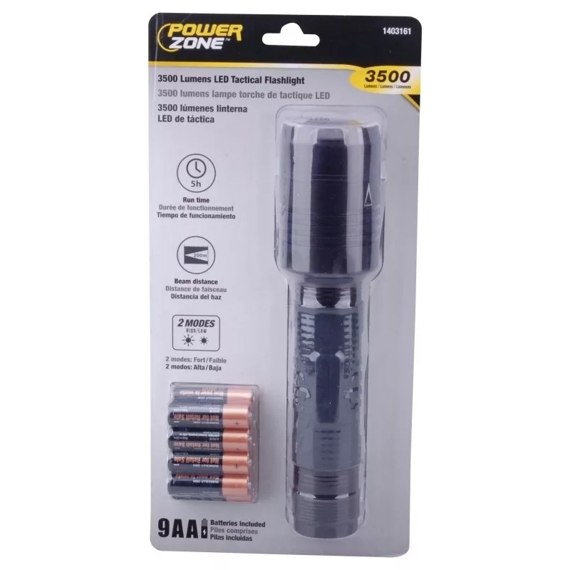 Powerzone NEW POWERZONE 12169 LED TACTICAL FLASHLIGHT 3500 LUMENS 9