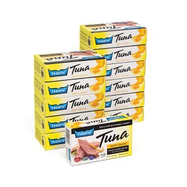 FinerFin Yellowfin Tuna Salad in Organic Olive Oil | Zesty Lemon Flavor | Premium Canned Tuna Fish with EVOO | Gourmet Ready-to-Eat Wild-Caught Fillets | 4.4oz can - 12 Pack