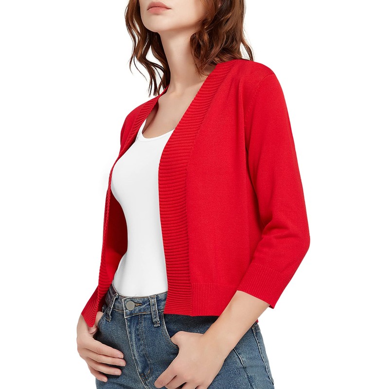 Urban CoCo Women's 3/4 Sleeve Lightweight Open Front Knit Sweater
