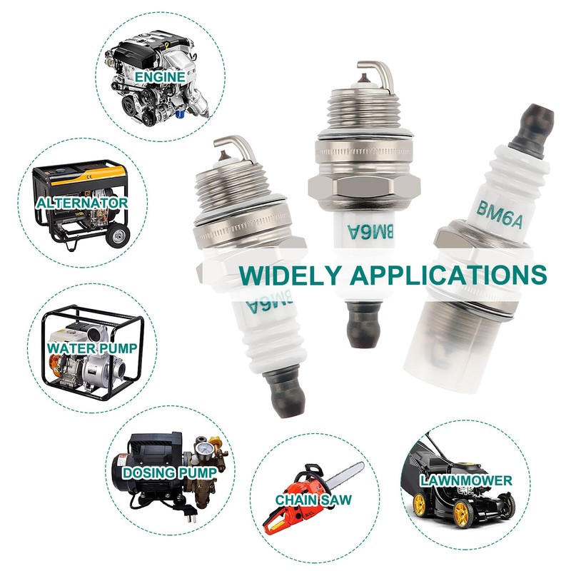 VooGenzek 3 PCS Spark Plug BM6A, Lawnmower Spark Plug, BM6A