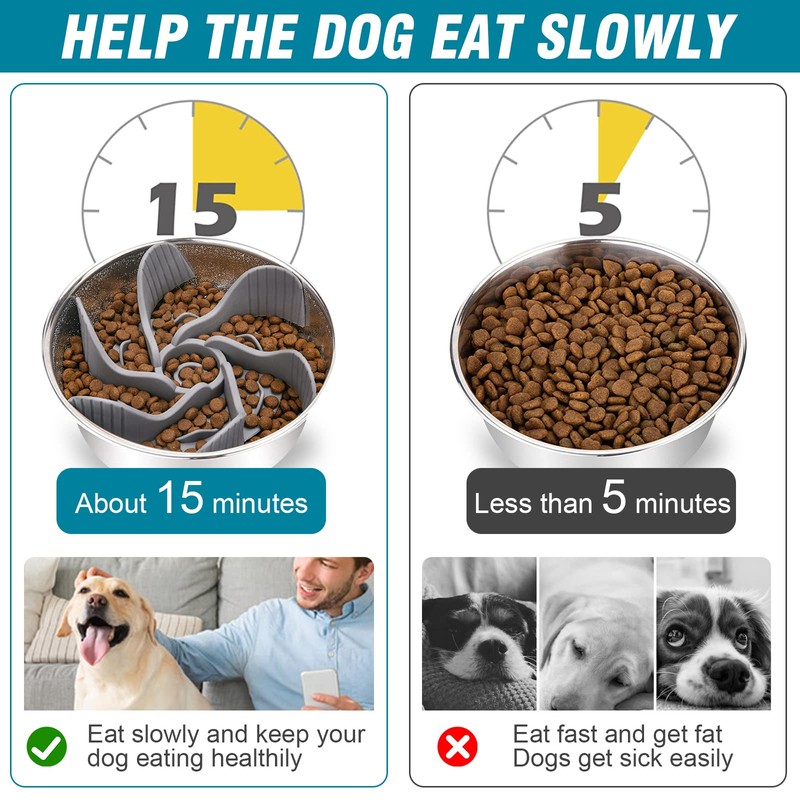 MooonGem 1 Pcs Dog Bowl Slow Feeder Insert, Cuttable, Suction