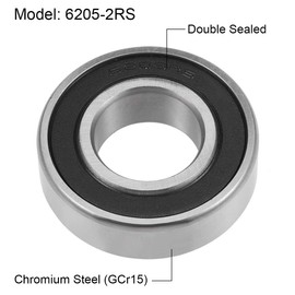 sourcing map 6205-2RS Deep Groove Ball Bearings 25mm x 52mm x 15mm Double Sealed Chrome Steel P6(ABEC3)