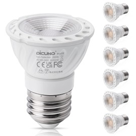 DiCUNO PAR16 LED Bulb 5W, 50W Halogen Equivalent, 3000K Warm White High CRI 98, 100-240V E26 Base Light Bulb 400 Lumens Non-Dimmable Spotlight, 60 Degree Beam Angle, 6 Packs