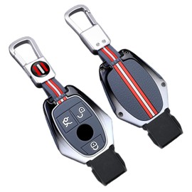 Happyit Zinc Alloy Car Key Cover Cases for Benz A B C E S Class W203 W204 W205 W210 W211 W212 W221 W222 Key Fob Case (Gray)