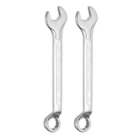 HARFINGTON 2pcs Combination Wrench Offset 14mm 75-Degree 12-Point Box End and 15° Angled Open End Metric CR-V Steel Nickel Plated Multi-function Spanners for Mechanics DIY Enthusiasts