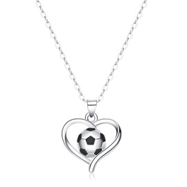 HANRESHE Boys' Soccer Necklaces for Boys and Girls Stainless Steel Football Pendant Sports Fashion Jewelry Gift for Young Soccer Fans