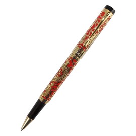 Gullor Rollerball Pen Jinhao 5000 with Golden Dragon Carved (Red and Golden)