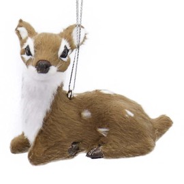 Kurt Adler C4836 2-2.5" Furry Baby Deer Ornaments | Reindeer Ornaments for Christmas Tree (3 Assorted)