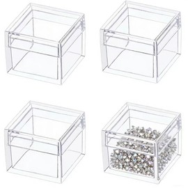 Caja de acrílico pequeña con tapa, cajas de caramelos transparentes para decoración de fiestas, cubeta cuadrado de plástico