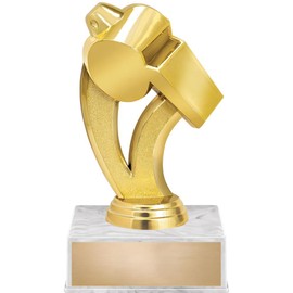 Crown Awards Coach Trophy, 6" Coach Whistle Trophy On White Luxury Trophy Base