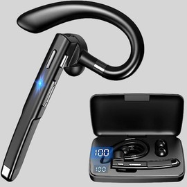 Hanging Ear Wireless Headset, Single Ear Design Noise Reduction Headphone, Lightweight Business Headphone for Driving, Sports, Travel - Color: Black, Specification: with charge box