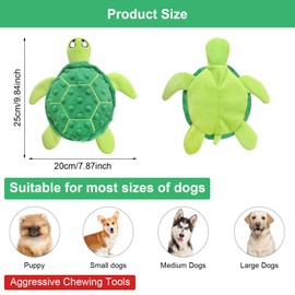 TNSLAND Dog Toy, Interactive Dog Toy, Puppy, Chew Toy, Dog Cuddly Toy, Dog Toy, Plush, 25 cm Turtle Cuddly Toy for Small and Medium Dogs
