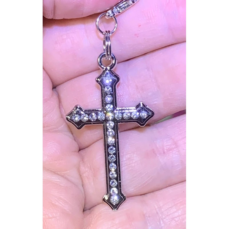 Silver Cross ✝️ Crystal Clear CZ Zipper Pull & Keychain