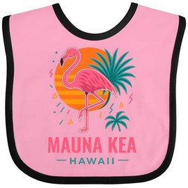 inktastic Mauna Kea Hawaii Flamingo Tropical Vibes Baby Bib Pink and Black 46c7e