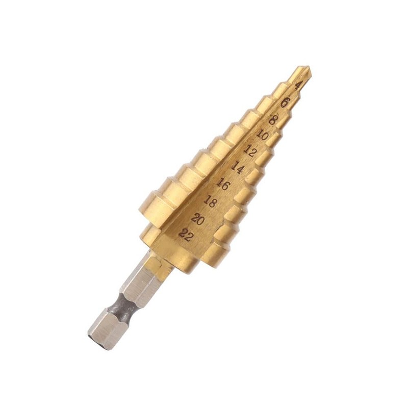 Shallho 1/4 Inch Hexagon Shank 4-22 mm Titanium Coated Spiral