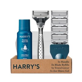 Harry's Razors for Men, Craft Edition Razor Set with 5 Razor Blade Refills, 2 oz. Foaming Shave Gel, and Travel Blade Cover