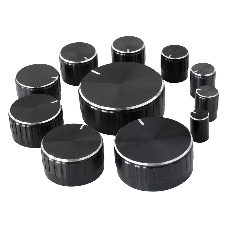 Ett Aluminium Rotary Knob, Set of 11, Black, 6 mm,