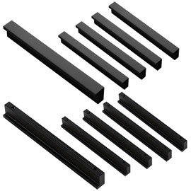 Qrity Furniture Handles, Black, Hole Spacing 128 mm, Door Handles, Kitchen Bar Handles, Cupboard Handles, Drawer Handles, Kitchen Cabinet Handles for Kitchen Cabinets 10 pcs