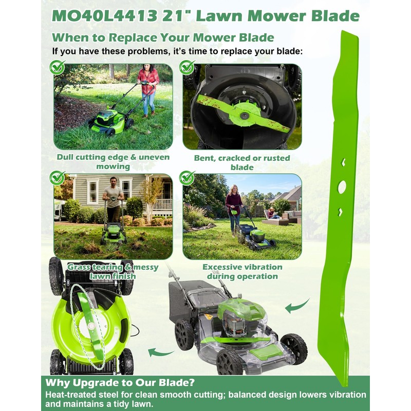 IWIWE 21 Inch Lawn Mower Blade, Replacement Blade Compatible with