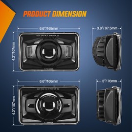 Nilight 4x6 Inch LED Headlights 60W DOT Approved Hi/Lo Sealed Beam Rectangular Headlight Replacement H4651 H4652 H4656 H4666 H6545 Compatible with Kenworth Peterbil Ford Freightliner(Black, 4PCS)