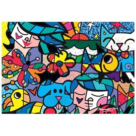 Bluebird 1000pc Romero Britto Floral Jigsaw Puzzle [Cardboard, Multicolored, Portable, 1 Kid-Friendly Set]