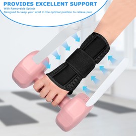 Muñequera De Soporte, Muñequera Ajustable Con 2 Soportes, Soporte Ligero Y Transpirable, para el dolor, el túnel carpiano, la artritis, la tendinitis, las fracturas, etc (Negro, Medium（derecha16-18CM）)