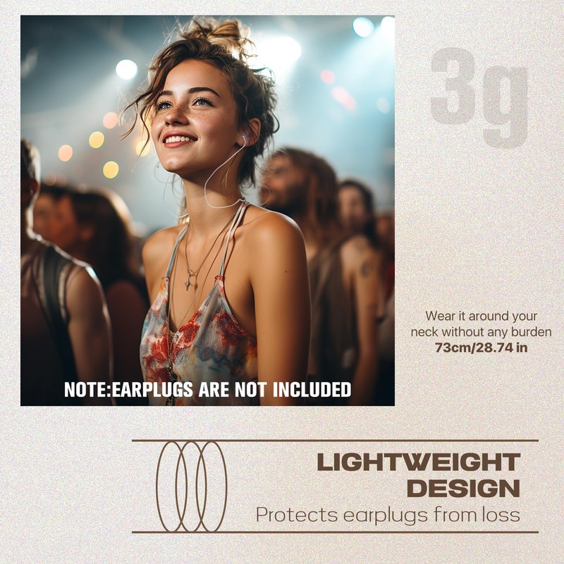 Hearprotek [2pcs] Earplugs Connector Cord, Earplug Lanyard, Replaceable Silicone Cord