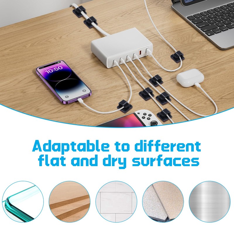 Coufce 100 PCS Cable Clips Adhesive Cord Clips for Wires