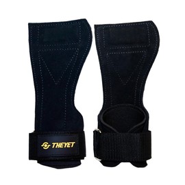 Theyet Crossfit Grips Fitness Gloves Men and Women Lifting Straps with Wrist Support Training Gloves Grips Made of Leather without Holes for Gym Calisthenics Powerlifting and Strength Training