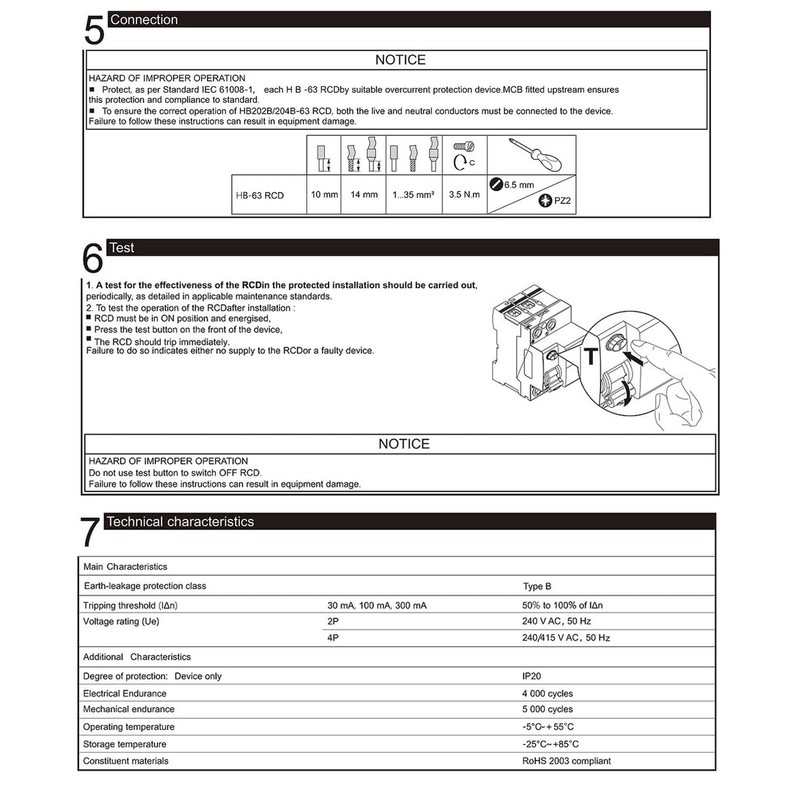 Warmfay FI Residual Current Circuit Breaker RCD Type B 63A