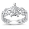 CloseoutWarehouse Sterling Silver Flatback Sea Turtle Puzzle Ring Size 7