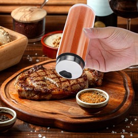 2 Pcs Large Salt & Pepper Shakers, Glass Salt & Pepper Shakers with Adjustable Pour Holes, Salt & Pepper Dispensers with Stainless Steel Removable Lids, Salt Spice Shakers for Kitchen Restaurant