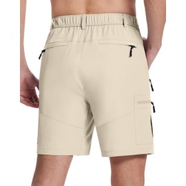 SERAMY Mens Hiking Cargo Shorts with 6 Zipper Pockets 9" Quick-Dry Lightweight Short for Golf Casual Fishing Outdoor Work