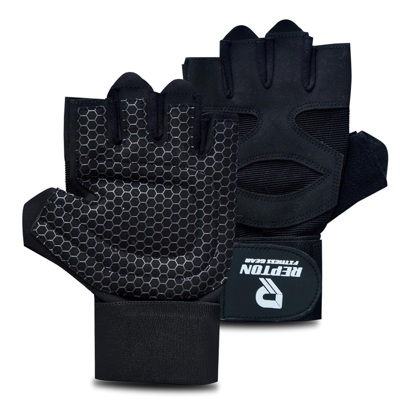 Repton Fitness Gears Gym Gloves with Wrist Strap, Weight Lifting