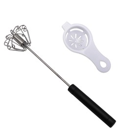 SSKHE Effortless Whisk, 10 inch Stainless Steel Semi-Automatic Whisk, Hand Push Whisk, Time-saving Whisk, Fast Whipping Cream, Baking Essential Spin Rotary Whisk
