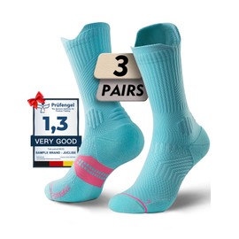 Juclise Compression Running Crew Socks For Women, Moisture Wicking Cushion Anti-Blister Hiking Athletic Socks (UK, Numeric, 8, 12, Regular, Regular, Aqua Green)