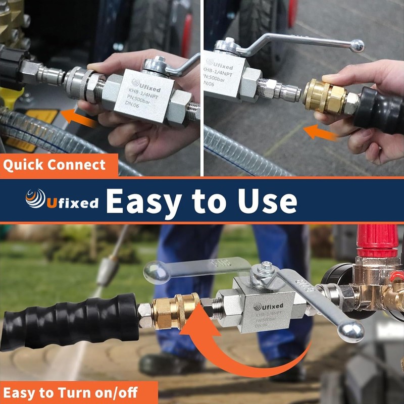 Ufixed 1/4" High Pressure Hydraulic Ball Valve - 7250 Psi,