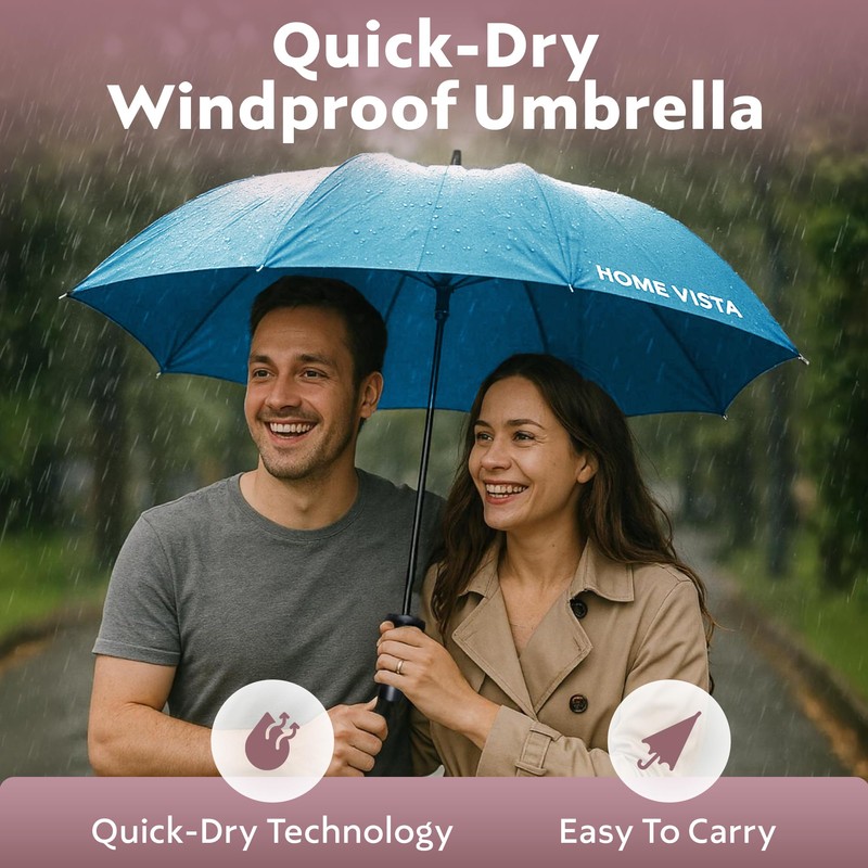 Home Vista Black Umbrella, Slim Bottle Packing Windproof Travel Umbrella