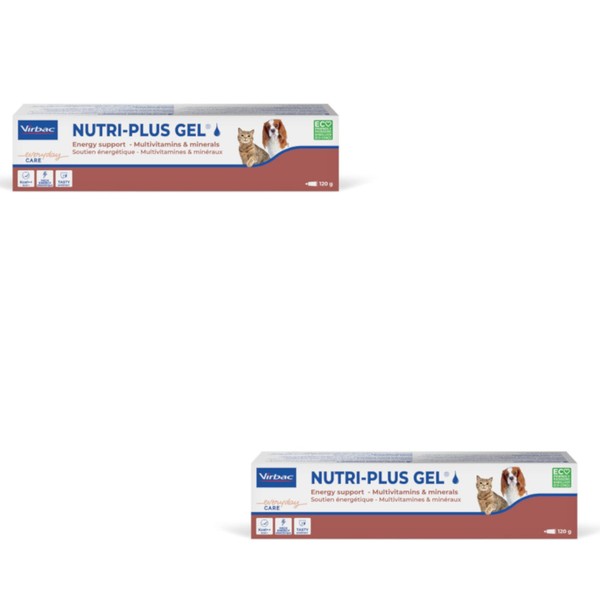 Virbac Nutri-Plus Gel | Pack Double | 2 x 120 g | Complément alimentaire pour chiens et chats en convalescence | Source d'énergie hautement concentrée stimulant l'appétit
