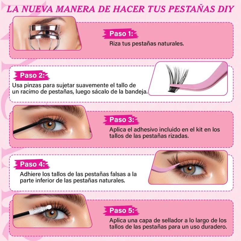 Kit Pestañas Volumen 40d 50d Nycaar Con Pegamento Diy