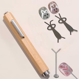 Refoiner Magnetic Nails, Strong 3-Way Magnet, Stick with Wooden Handle, Cat Eye, Gel Nails, 4-Piece Set, Y-Shaped Heart & Rabbit Plate Included, Nail Art, Self Nail Tool, Cat's Eye Gel, Nail Supplies